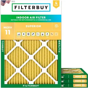 Filterbuy 19.5x21x1 Air Filter (4-Pack), Pleated MERV 11 Allergen Defense HVAC AC Furnace Air Filters (Actual Size: 19.50 x 21.00 x 1.00 Inches)