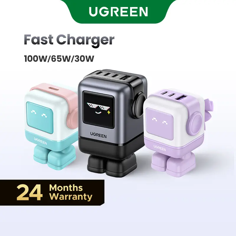 UGREEN Uno 100W/65W/30W/USB C Charger 3/4-Port Robot GaN Fast Charger PPS PD3.0 for iPhone 17 16 15 14 Pro Max, Galaxy S24/S23 Ultra, Fast Charge for Laptop Macbook Air-Black Friday Electronic Charging,DealsForYouDays