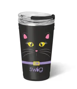 Swig Black Cat Boo Crew Party Tumbler 24oz Stainless Steel Double-Wall Vacuum-Sealed Non-Breakable Condensation-Free Drinkware