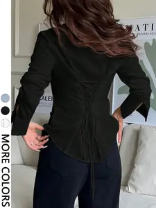 Women's Long Sleeve Shirt Blouse, High-End Design, Waist Cinching, Slimming Effect, Perfect for Spring, Valentine's Day Gift
