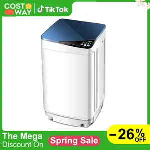 Costway 7.7 lbs Full-Automatic Washing Machine,Compact Laundry Washer and Spin Combo with 6 Programs, Built-in Barrel Light, for Apartments RVs Dorm