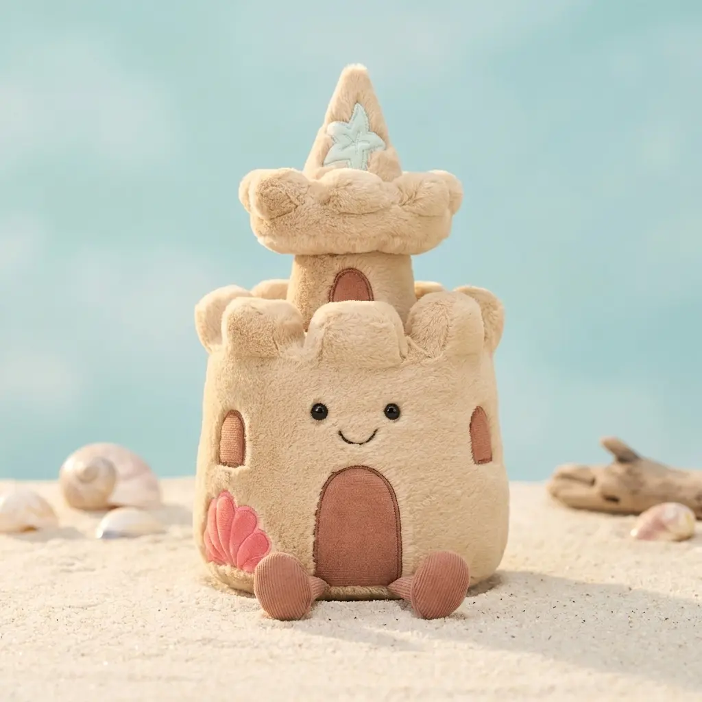 Jellycat Happy Beach Castle Plush Cozy Seaside Character Collectible Soft Home Accent Toy