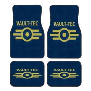 4pcs Fallout Vault Tec Video Game Style Pattern Car Mats, Universal Non-Slip Floor Mats, Easy to Clean, Pet-Friendly Car Accessories, Suitable for Front and Rear Vehicle Use