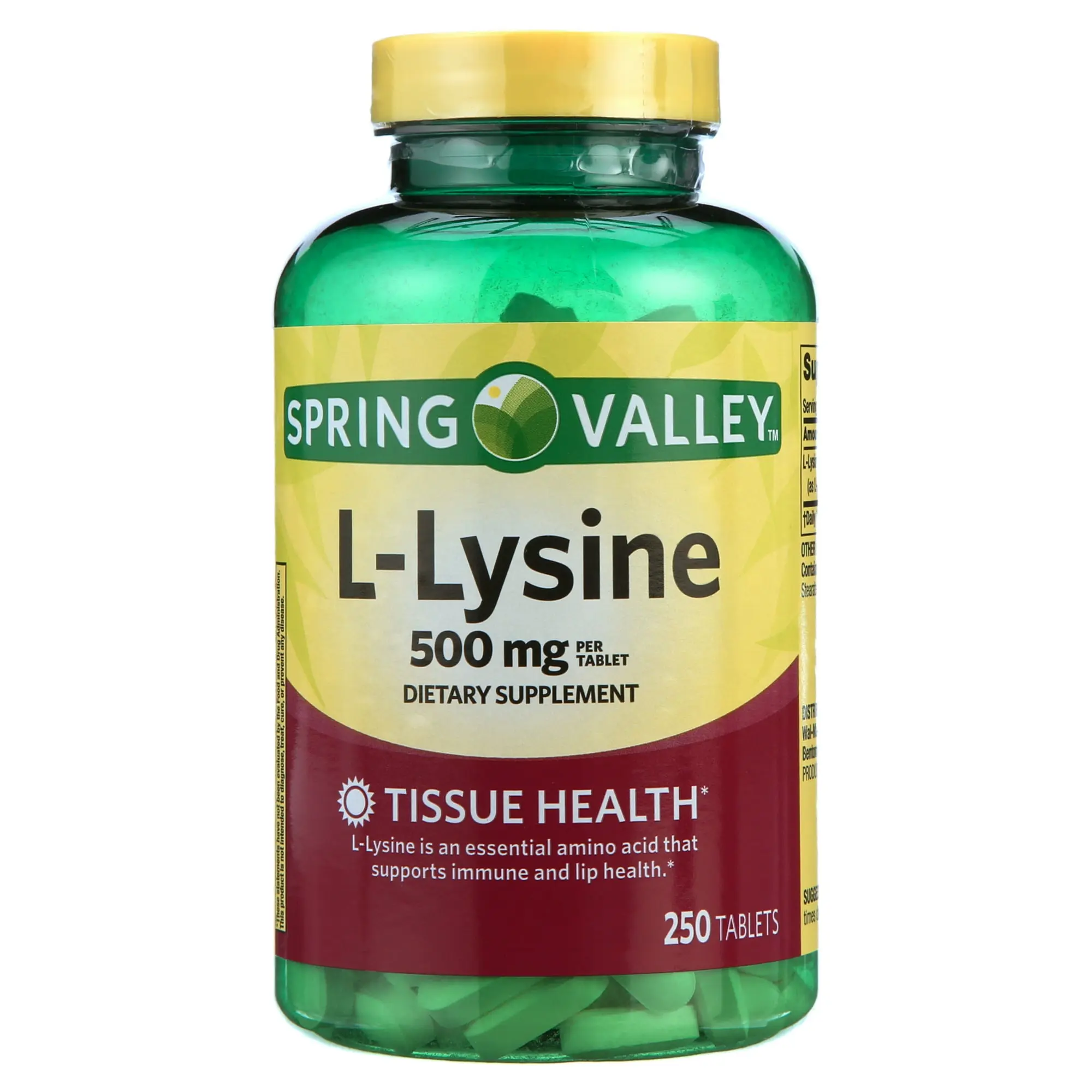 Spring Valley L-Lysine 500 mg – 250 Tablets – Essential Amino Acid for Immune & Skin Health Supplement, Healthcare