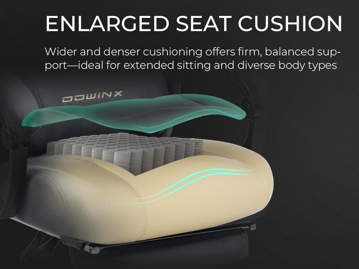 Dowinx Big and Tall Gaming Chair, Suede Fabric Game Chair with Pocket Spring Cushion, High Back Gamer Chair Ergonomic with Footrest for Adults Office, 440LBS