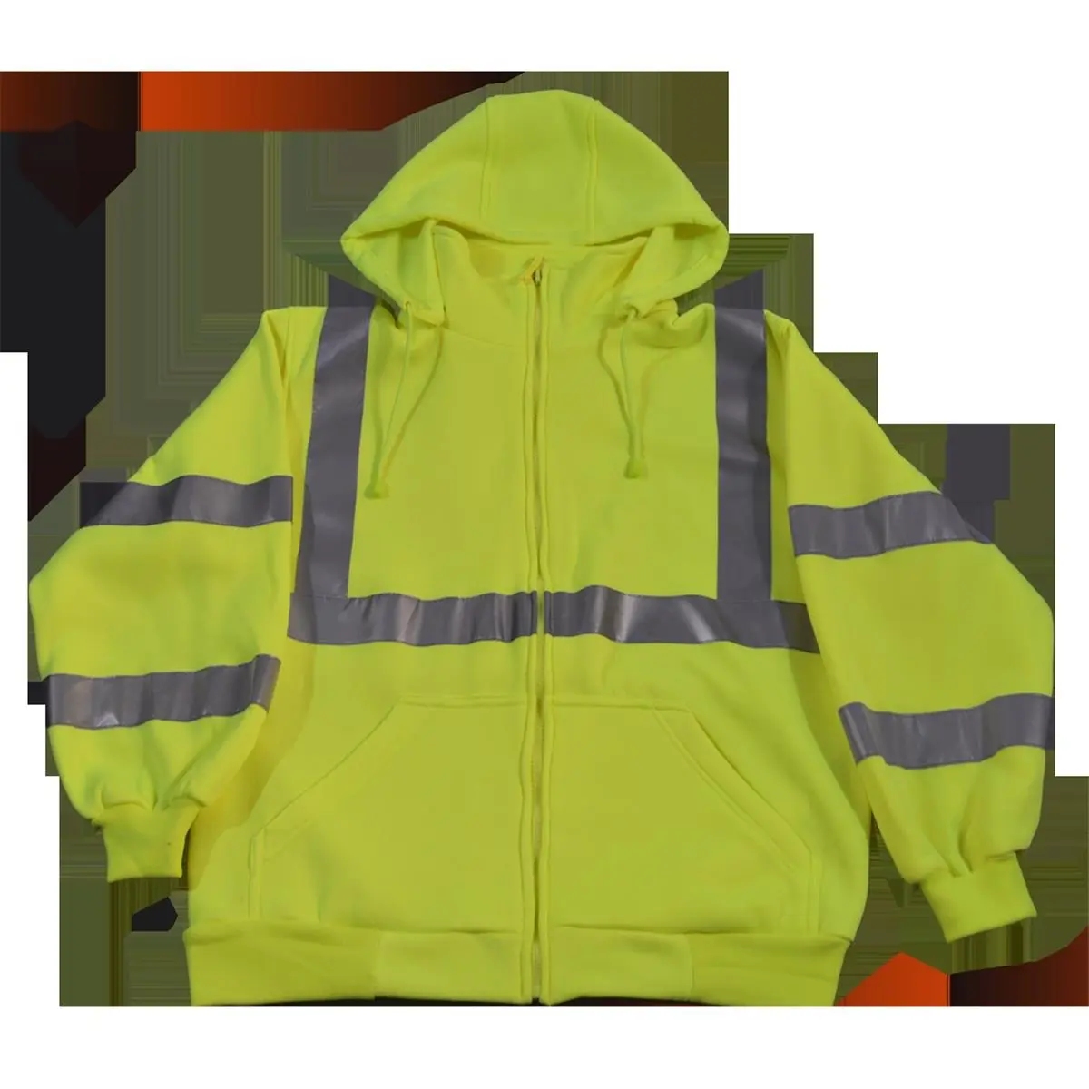 212 MAIN Women's Petra Polyester Fleece Long-Sleeve Hoodie Sweatshirt Tops, ANSI Class 3, Detachable Hood, Zipper Closure, Lime Green, 2XL, Going Out Tops