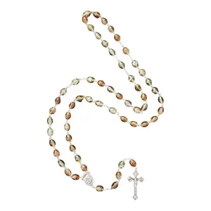 Green & Brown Acrylic Rosary with Jerusalem Soil from the Holy Land