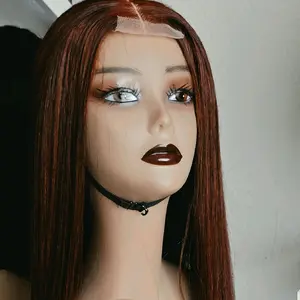 22in Raw Donor Vietnamese Bone Straight SDD Hair with 2x6 Closure ginger color