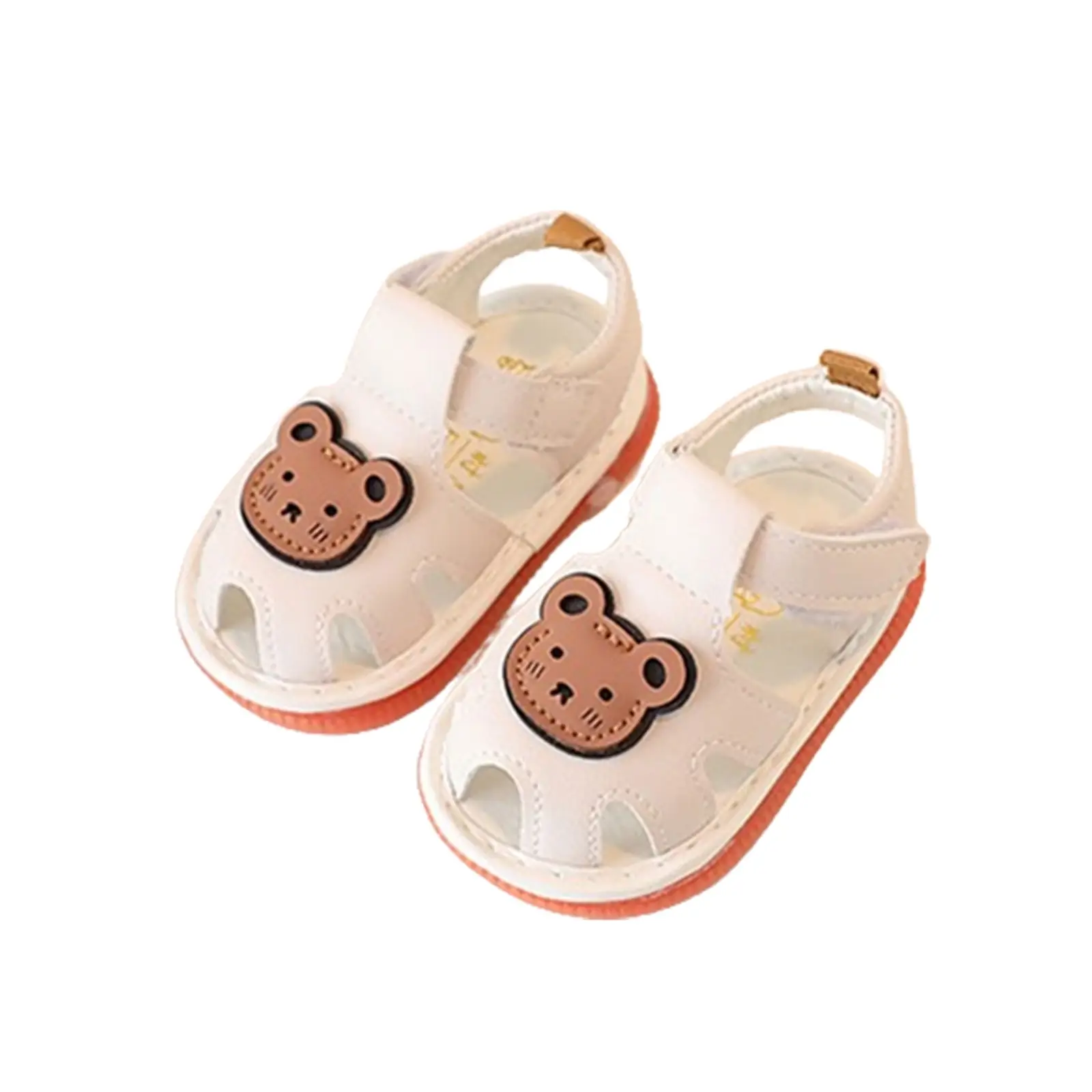 Baby Boys Girls Summer Sandals Cue Bear Pattern Squeaky Squeaky Shoes Non-Slip Newborn First Walking Shoes