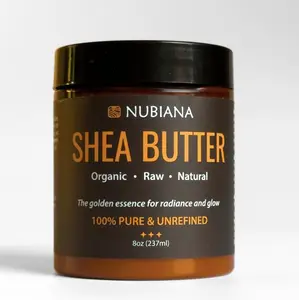 Nubiana Pure African Shea Butter from Ghana - Unrefined Raw Shea Butter - Natural Moisturizer for Dry Skin, Hair & Body - Premium Quality - Ethically Sourced From Ghana - 8oz