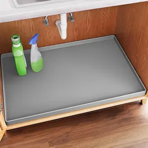 Waterproof Under Sink Mat 34" x 22" Shelf Liner for Kitchen and Bathroom, Cabinet Protector, Organizers and Storage, Flexible Silicone Drip Tray
