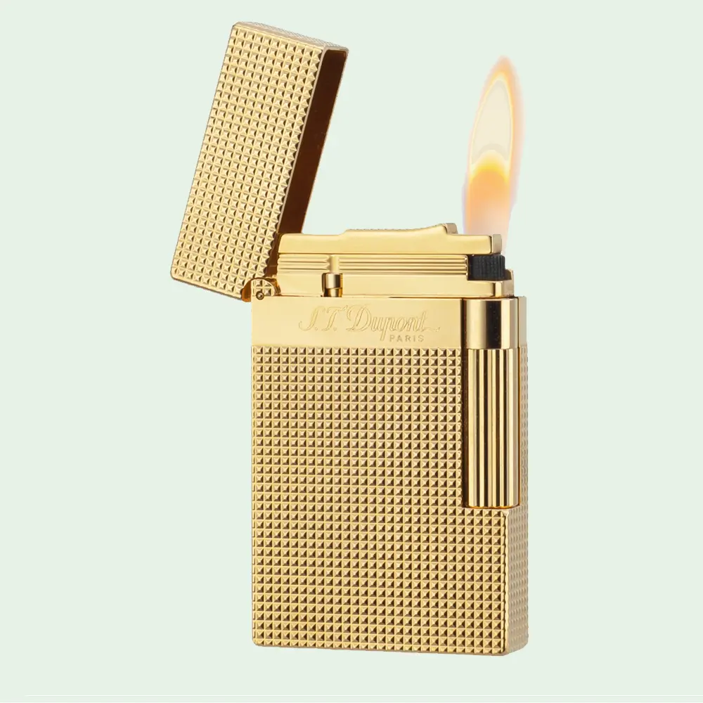 Classical DPT Diamond Guilloche Gold Brass Lighter, 140g Luxury Lighter Accessories, Premium Gift for Him