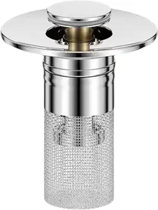 Bathroom Sink  Strainer, Pop Up Sink  Strain Bathroom Sink Stopper Sink  Strainer with Removable Stainless Steel Filter Basket Hair Catcher small motion sensor smart trash own kitchen drilling ultimate 3-in-1 sink drain strainer