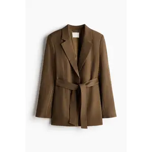 H&M Textured-weave tie-belt blazer