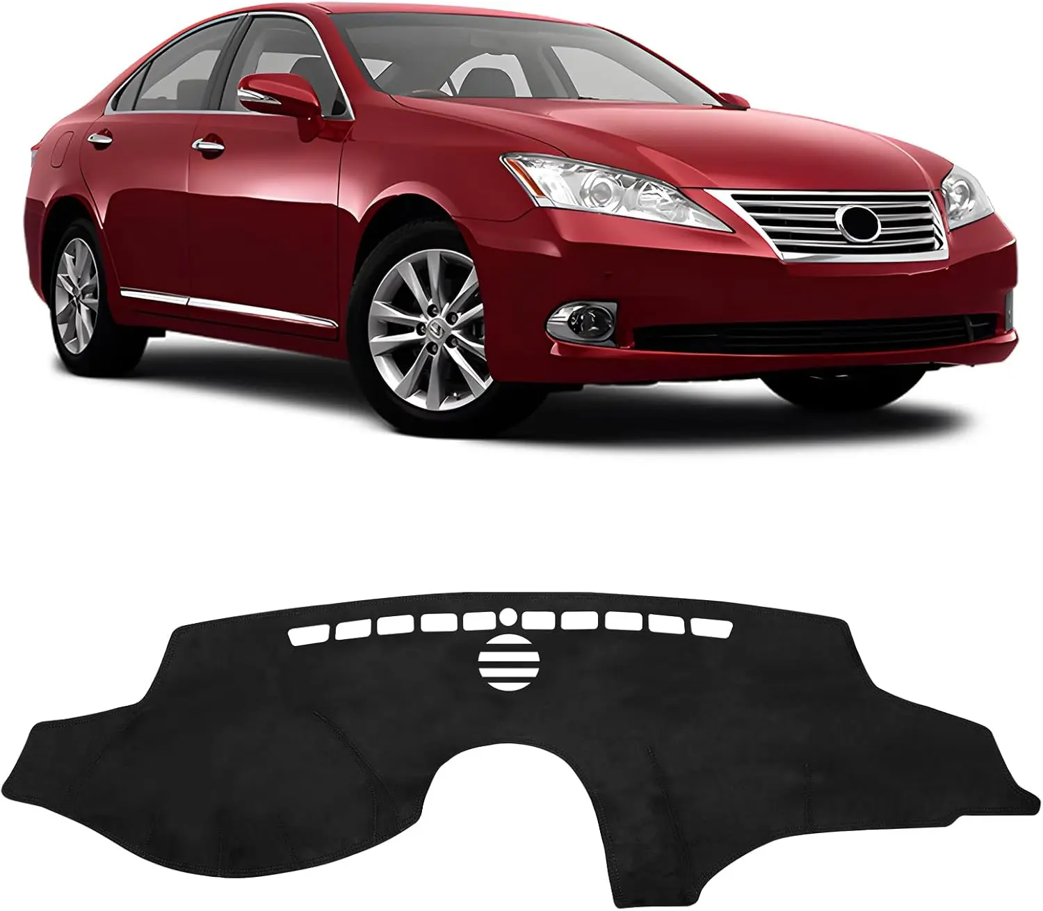 KUST Suede Car Interior Dashboard Cover - Anti-Slip, UV-Blocking, Heat Shield, Scratch-Blocking Sunshade Mat Carpet Protector Car Accessory for Lexus ES ES240 ES350 2007-2012, Black
