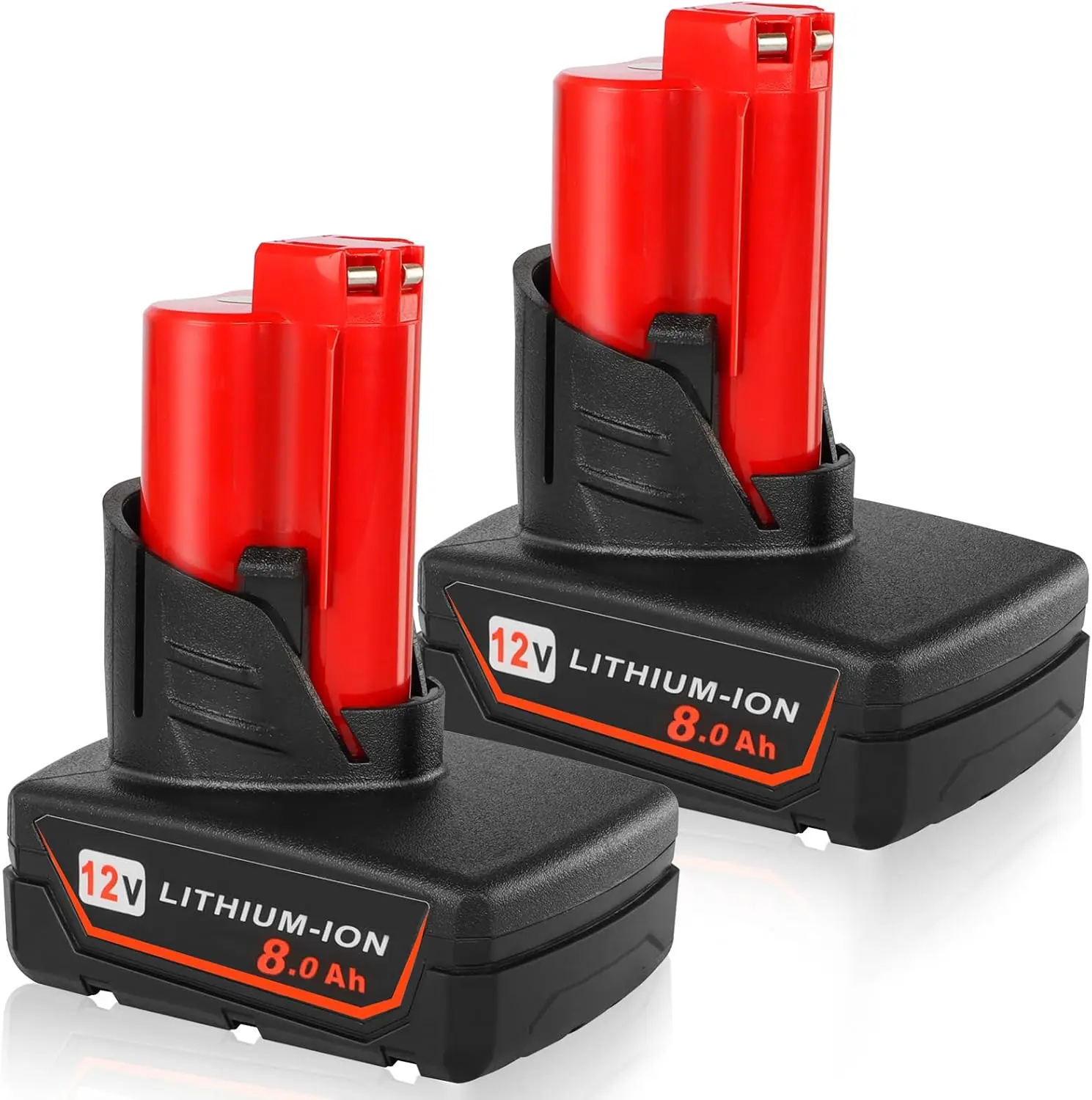 2-Pack 8000mAh 12V M12 Lithium Battery, Plug-and-Play Replacement for Milwaukee 48-11-2401, 48-11-2402, 48-11-2460, 48-59-2401, Compatible with 12V M12 Cordless Power Tools, Low Self-Discharge Rate  , Batteries, Direct Plug-And-Play Replacement