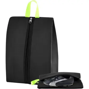 1 Pcs 4 Layer Smell Proof Cleat Bag Fits up to Size 14, Odor & Mud Resistant Cleat Storage, Waterproof, Fits Soccer, Football, Baseball & Golf Shoes (Black)