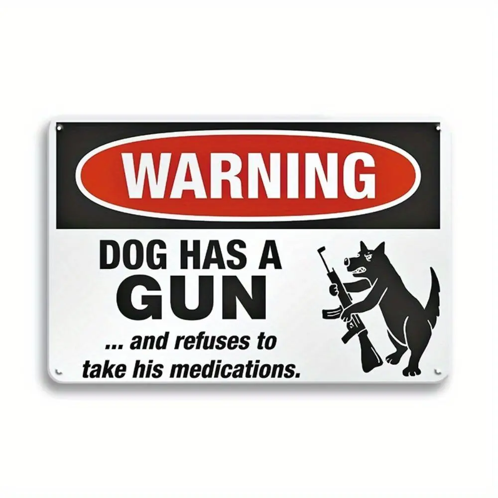 Warning Dog Pattern Metal Sign, Letter Pattern Metal Sign, Security Sign Outdoors Yard Sign, Wall Art for Home Decor, House Decor8*12in wall art sign durable iron wall art metal wall sign Vintage Metal Tin Sign 