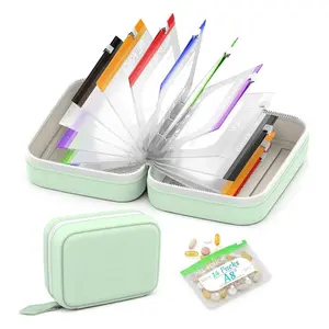 A8 Waterproof Pill Pouch Set, Large Weekly Pill Organizer with 14 Color-Coded Medicine Pouches, Reusable Travel Medicine Organizer, Zippered Pill Storage for Fish Oils, Vitamins