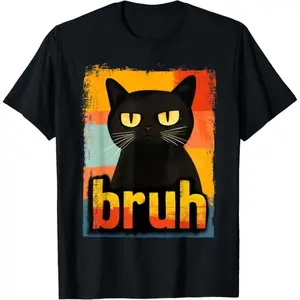 GGOR Funny Cat Bruh For Boys Girls Men Women Meme Graphic T-Shirt