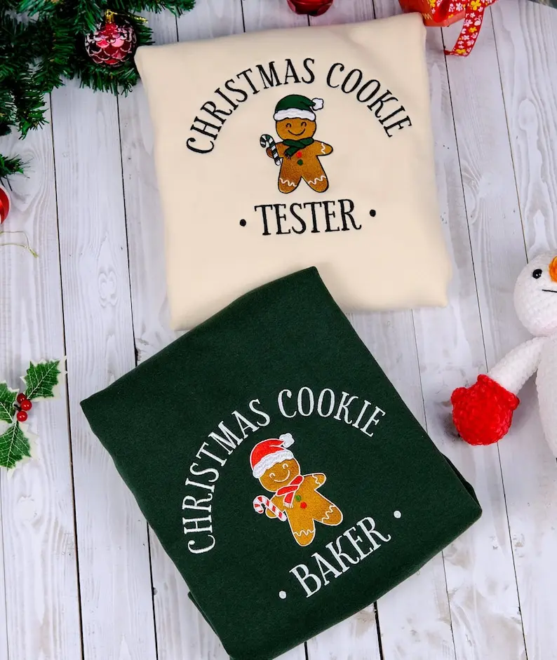Cookie Tester Embroidered Sweater, Trendy Christmas Sweater
