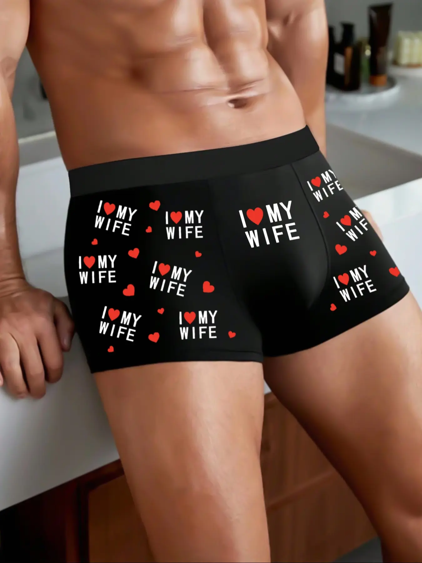 Men's Casual Fitted, Soft Comfortable Fabric, Sweet Love Print Design, Perfect Gift Choice for Daily Wear, Soft Stretch, Heart Print Boxers, Soft Comfy Underwear All Seasons