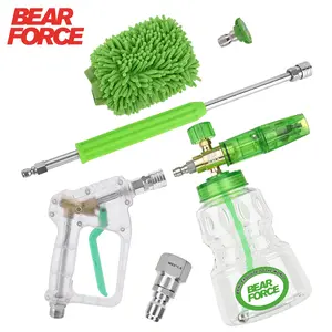 Bear Force Car Wash Pressure Washer Water Gun & Extension Wand & Foam Cannon & Car washing Gloves & Green spray Nozzle#035 ergonomic handle