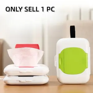 Portable Wipes Dispenser Box, 1 Count Wet Wipes Storage Box, Outdoor Travel Tissue Holder, Storage Box for Stroller and Crib, Unscented Wet Wipes, Fragrance Free Wipes