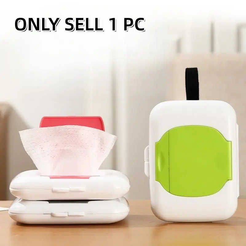 Portable Wipes Dispenser Box, 1 Count Wet Wipes Storage Box, Outdoor Travel Tissue Holder, Storage Box for Stroller and Crib, Unscented Wet Wipes, Fragrance Free Wipes