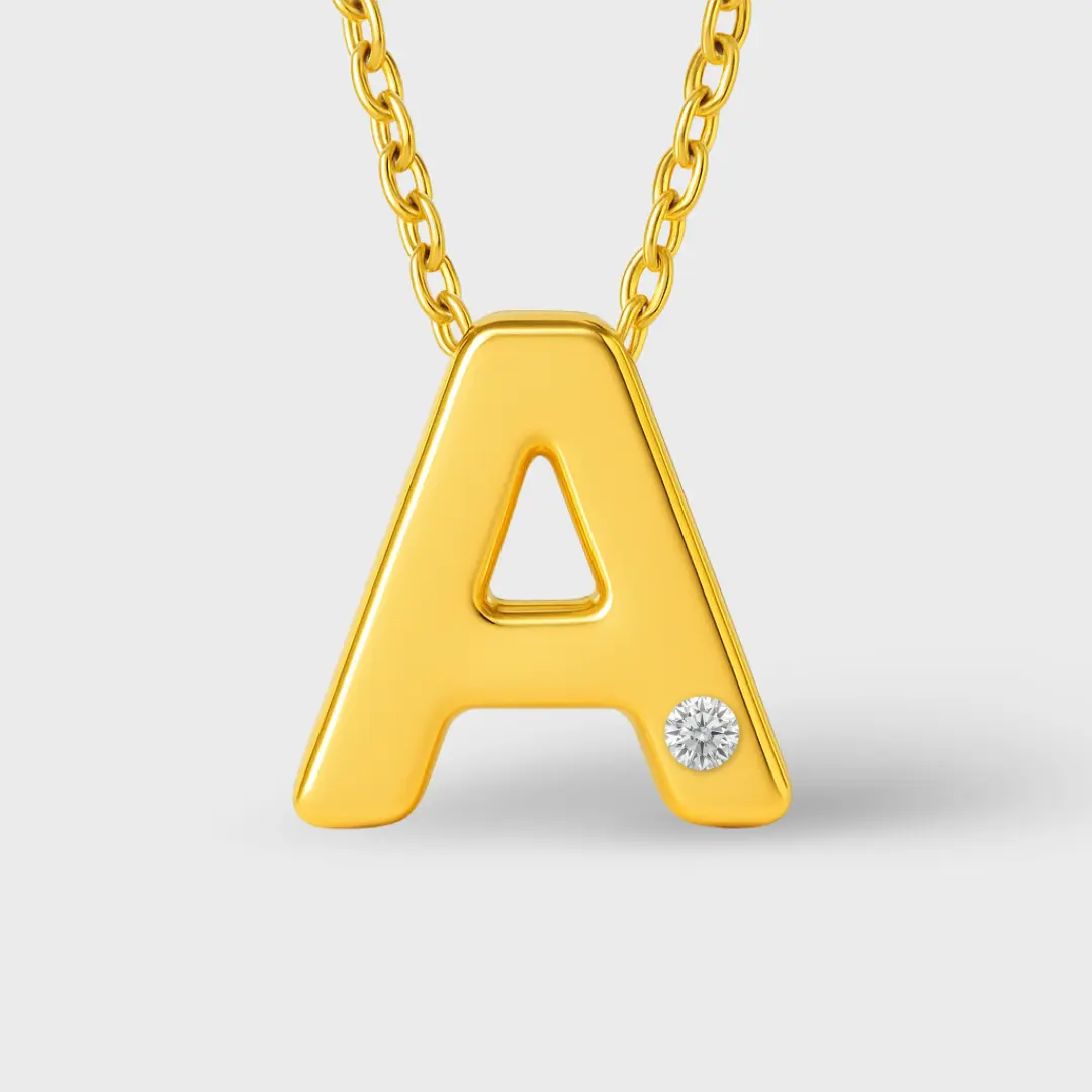 Diamond Initial Necklace in 14K Gold  – Personalized Letter Pendant