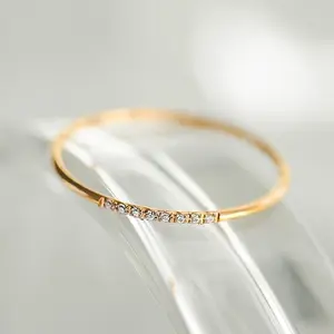 1mm Thin Stainless Steel 8pcs CZ Inlay Stackable Ring Wedding Band for Women Girl Size 5-10