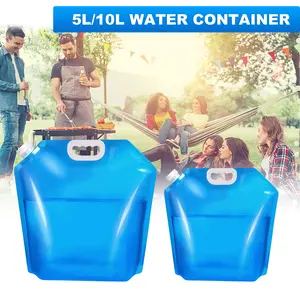 Collapsible Water Storage Bag Water Container Emergency Jug Plastic Storage Pouch Freezable Carrier Tank Foldable Bottle for Outdoor Sport Camping (Blue) outdoorfun