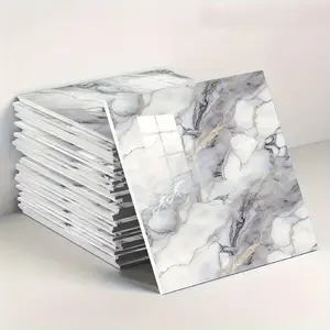 BRODARK 10/20Pcs Marble Peel & Stick Wall Tiles, Glossy Waterproof PVC, UV Printed Modern Pattern, 11.8x11.8in, Ideal for Kitchen Backsplash & Home Decor