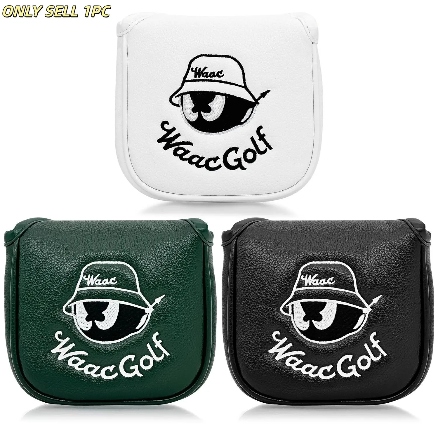 Peter Pan Cartoon Embroidery Golf Club Cover, Waterproof Wear-Resistant PU Fabric Magnetic Closure Ultra-Soft Inner Lining Golf Accessories, Golf Gear