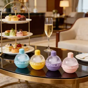 4pcs Aesthetic Round Ice Ball Maker 🧊 Perfect silicone sphere ice cube molds & Ice Ball Trays for whiskey, iced coffee & cocktails! Easy release, cute pastel colors. Must-have kitchen gadget for home cafe drinks! ✨ #iceballmaker #homecafe