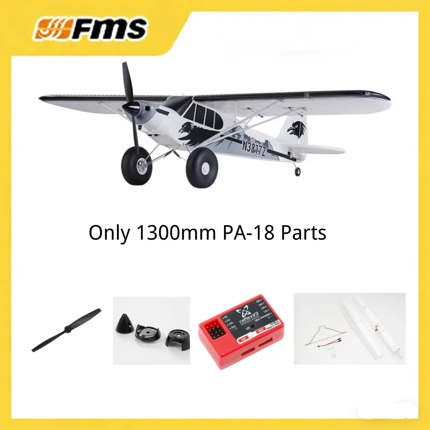 1300mm PA-18 Parts Kit, RC Airplane Accessory for Toys & Hobbies Model Building (Not an Airplane)