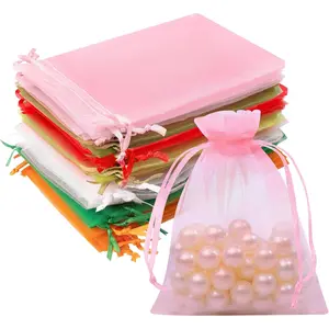 50PCS Organza Bags 3x4 Multicolor, Small Gift Bags for Jewelry Candy Goodie Treat Sachet, Mesh Gift Bag Drawstring for Wedding Mother's Day Baby Shower Party Favors, Gifts Wrapping Supplies