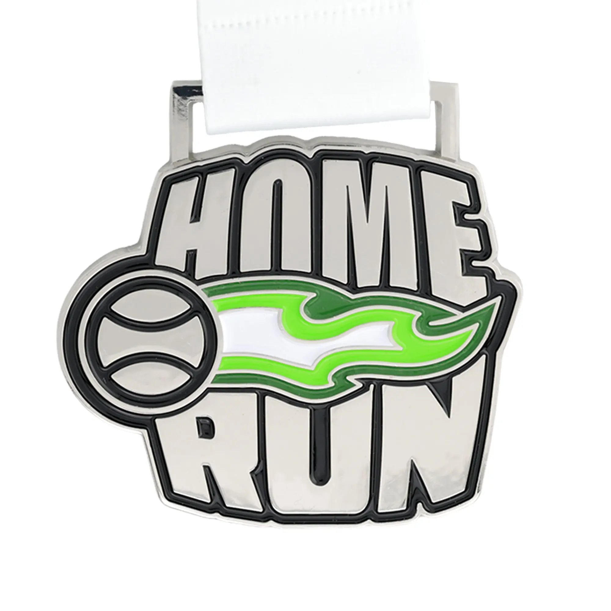 MED27 Home Run Medal Silver&Green