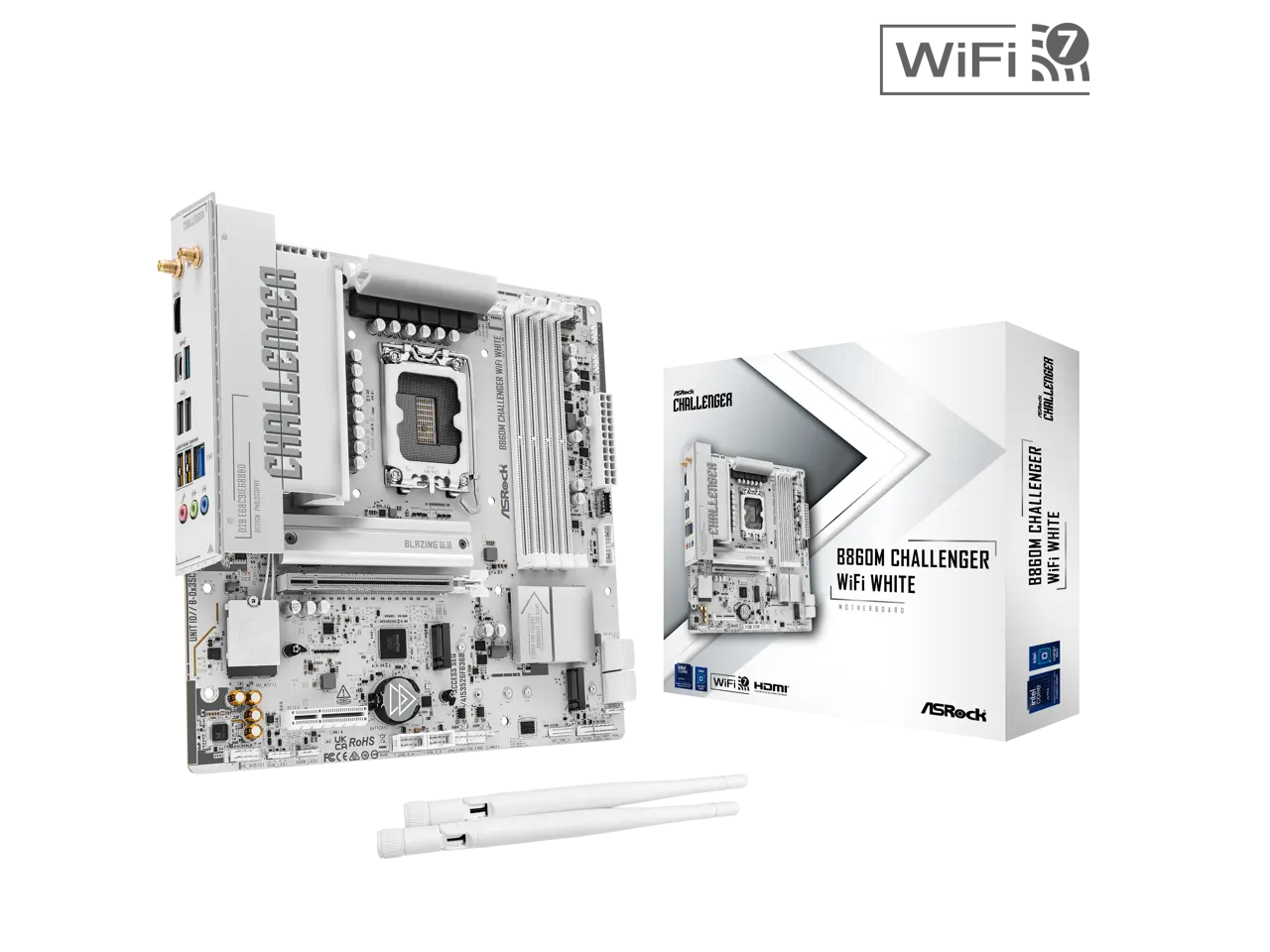 ASRock MB B860 Challenger WiFi White LGA 1851 Intel B860 SATA 6Gb/s DDR5 ATX Motherboard