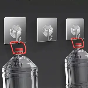 20 Counts Heavy Duty Transparent Adhesive Wall Hooks Stainless Steel Multiuse Key Towel Hanger Kitchen Bathroom Storage Accessories