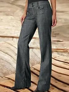 A set of women's casual Basic Fitted long micro flared pants, Womenswear, suitable for autumn and winter, suitable for home, indoor, and outdoor wear