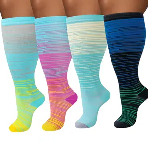 4 Pairs Plus Size Compression Socks for Men & Women-15-20mmHg Wide Calf  Knee High 2XL-4XL – Moisture-Wicking, Non-Slip for Sports, Travel & Daily Wear