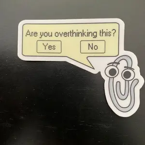 Am I overthinking this sticker, Clippy sticker, therapy sticker, fun laptop, water bottle sticker, vinyl decal, nerdy geeky sticker, Laptop Water Bottle Decal Sticker