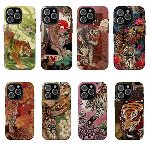 intage Chinese Tigers Phone Case, Cute Tiger Collag