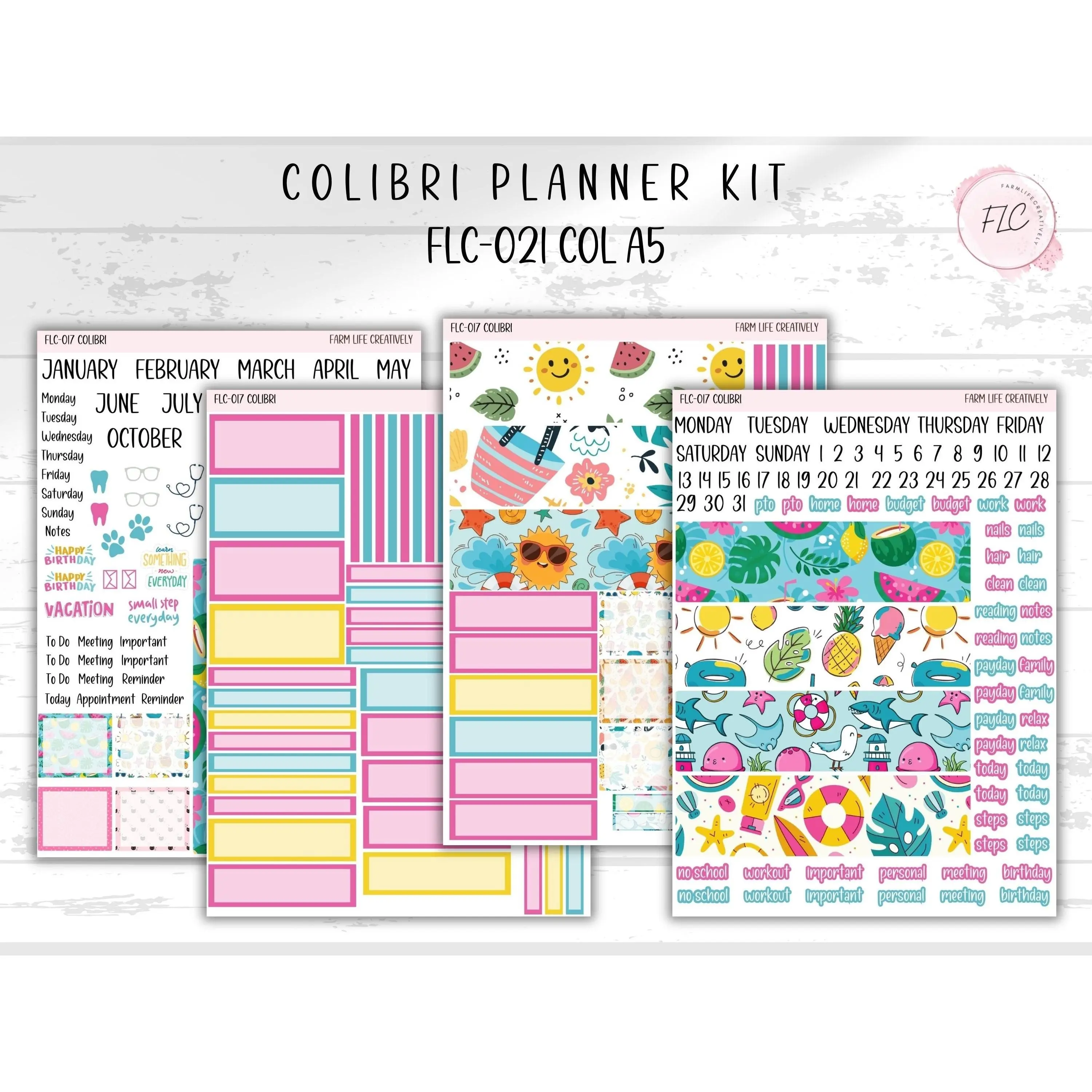 Colibri A5 Sticker Kit - Summer Sunshine