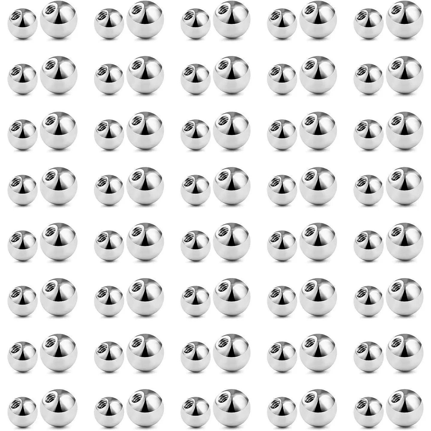 80PCS 16G 316L Surgical Steel Externally Threaded Replacement Balls for Body Jewelry Piercing Barbells, 3mm & 5mm, for Men & Women