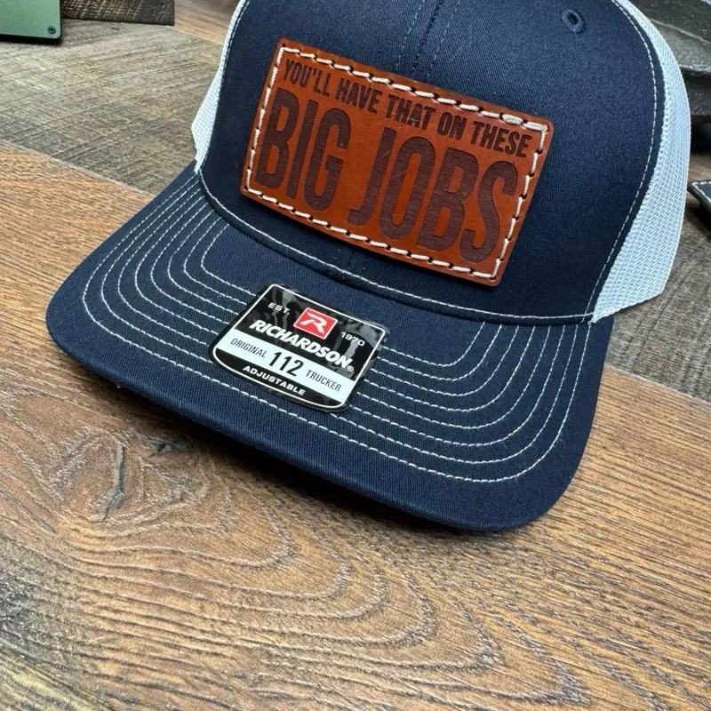 Blue Collar Hat, Big Jobs, Clean Money, Construction, Electrician, Lineman, Welder, Mechanic, Leather Patch Hat, Gift, His Her, Dad Hat, Country Hat, Trucker Hat, Plumber, Dirty Hands