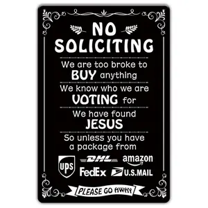 Creative No Soliciting Vintage Metal Tin Sign, Wall Art Decor For Home Gate Yard, Durable And Eye-Catching Signs For Indoor & Outdoor