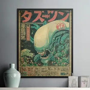 [Sale up to 30%] + [FREE SHIP] + [NO FRAME] Xenomorph Ukiyo-e Art Print Alien Sci-Fi Poster, Decor Room Home Idea Gift Wall Art, Decoration Artistic Print Fans Movie