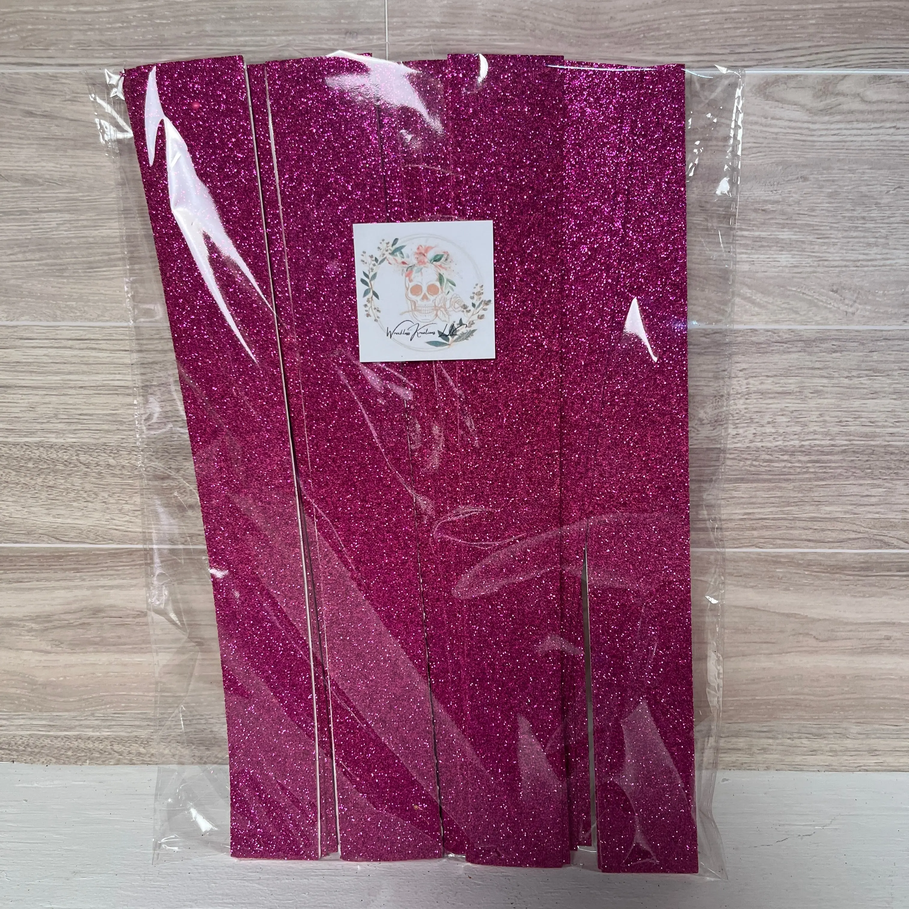 Pre-Cut Self Adhesive Glitter Foam Strips (25) Hot Pink
